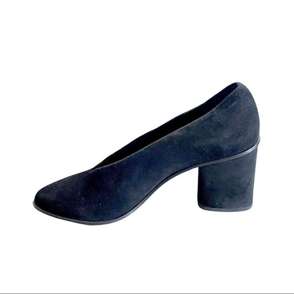 Cos Black Suede Pointy Toe Block Heel Pumps 39 - Picture 7 of 16